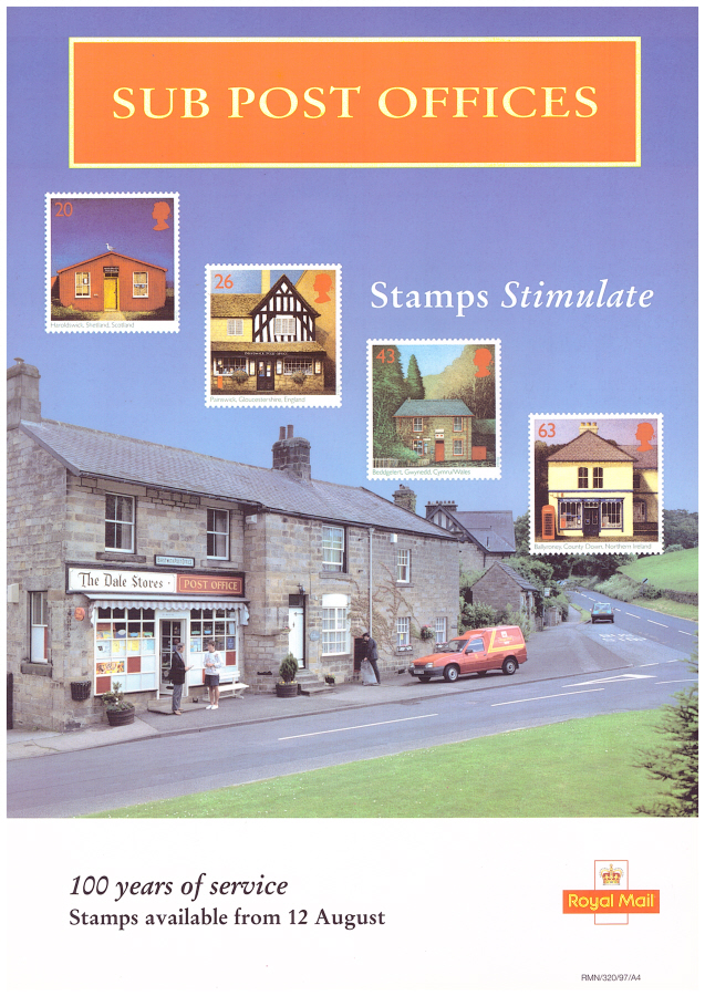 (image for) 1997 Sub Post Offices Post Office A4 poster. RMN/320/97/A4. - Click Image to Close